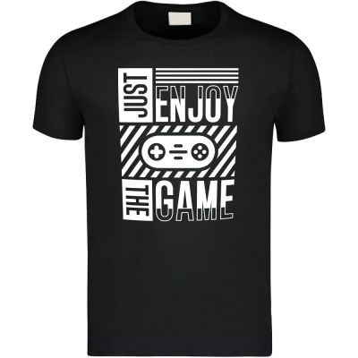 T-Shirt „Just Enjoy The Game“ – Schwarz & Weiß | Gamer Streetwear